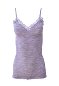 EGI Luxury Wool Silk Camisole Spaghetti Straps with Lace Trim. Proudly Made in Italy (1487)